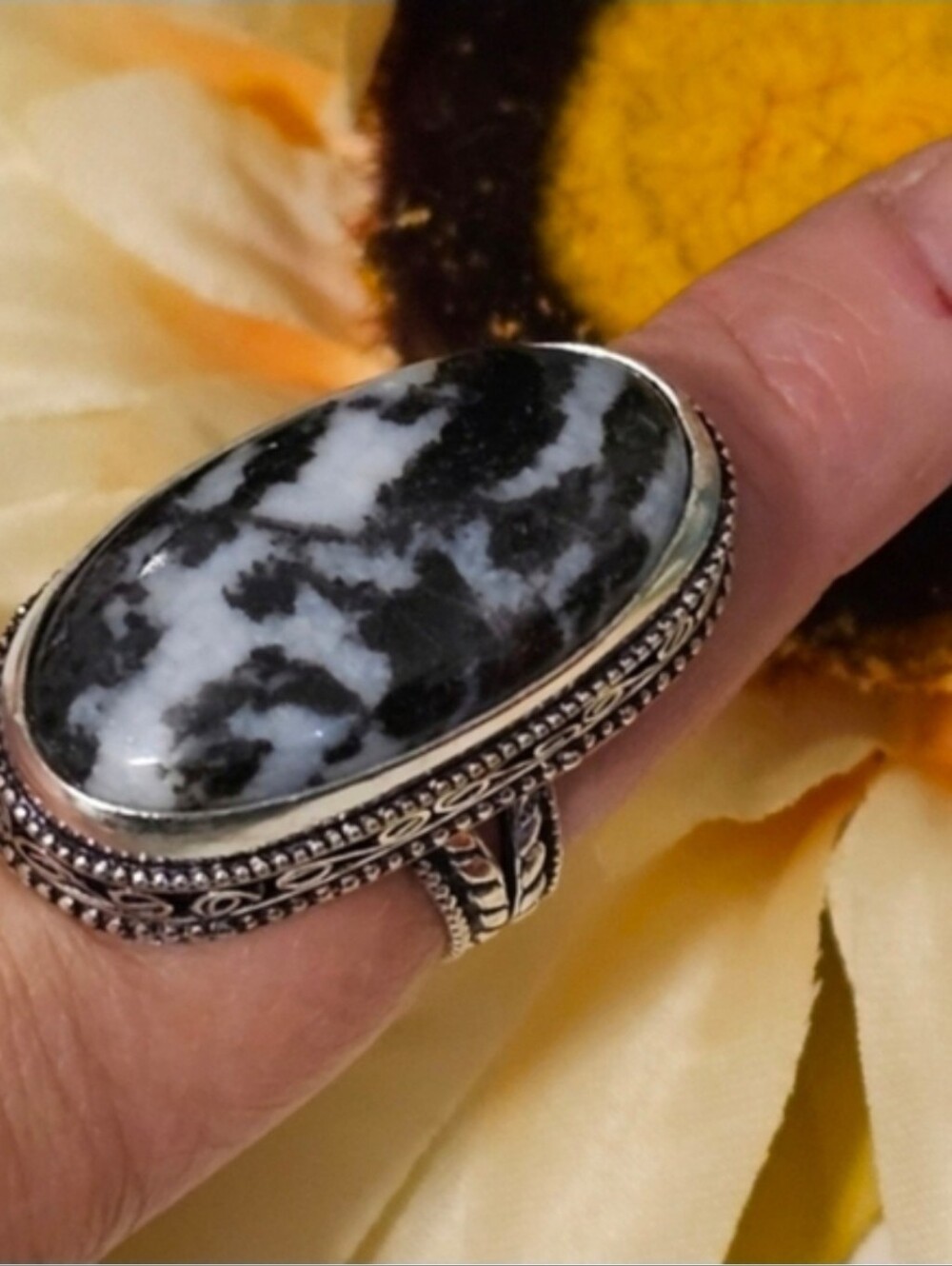 White Buffalo Turquoise Ring